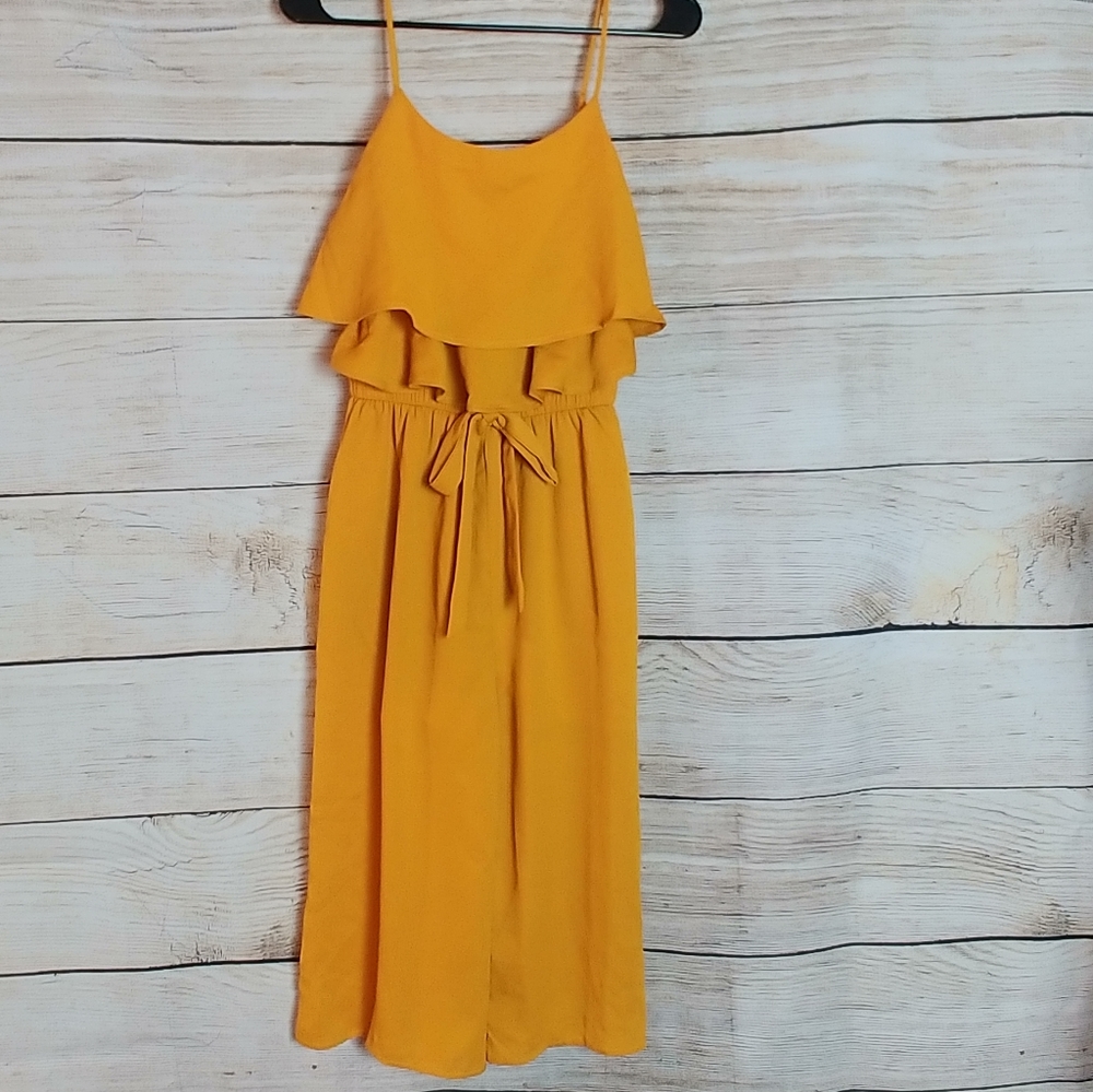 New One Clothing yellow jumpsuit crop romper - Picture 3 of 5